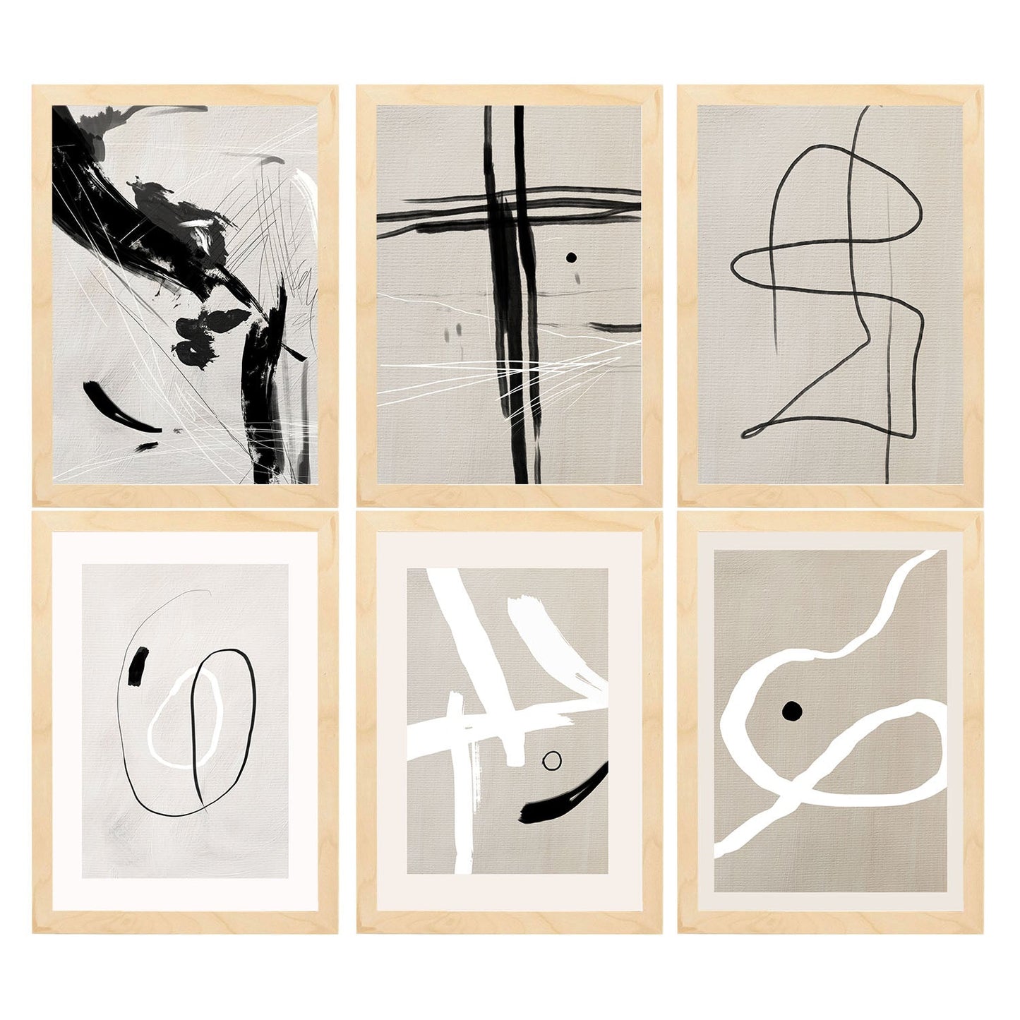 Nacnic Set de 6 Láminas Artísticas del Pintor Franz Kline para Decoración de Interiores