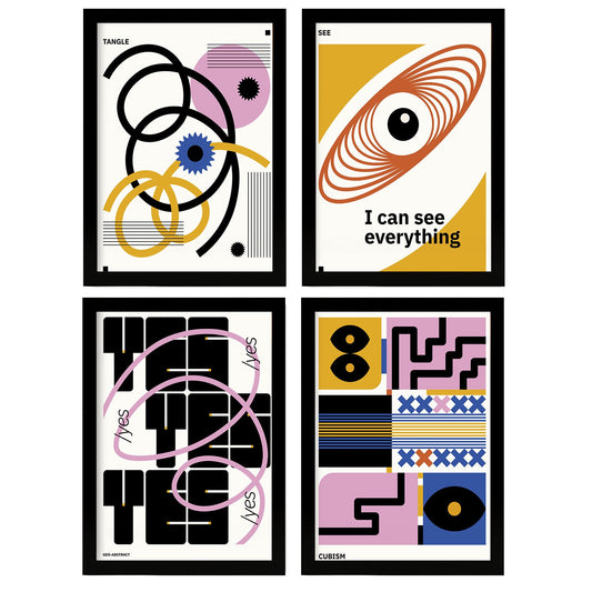 Nacnic Set of 4 Abstract Cubism Acceptance.-Artwork-Nacnic-Nacnic Estudio SL