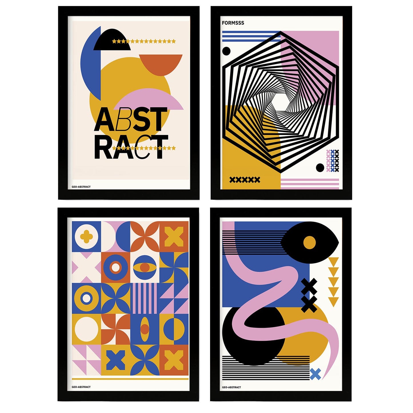 Nacnic Set of 4 Abstract Cubism Forms.-Artwork-Nacnic-Nacnic Estudio SL