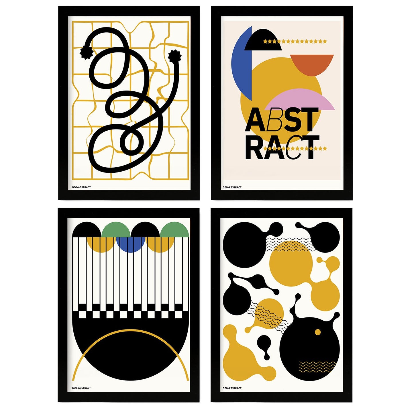 Nacnic Set of 4 Abstract Cubism.-Artwork-Nacnic-Nacnic Estudio SL