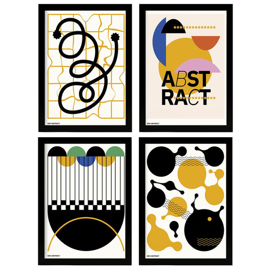 Nacnic Set of 4 Abstract Cubism.-Artwork-Nacnic-Nacnic Estudio SL