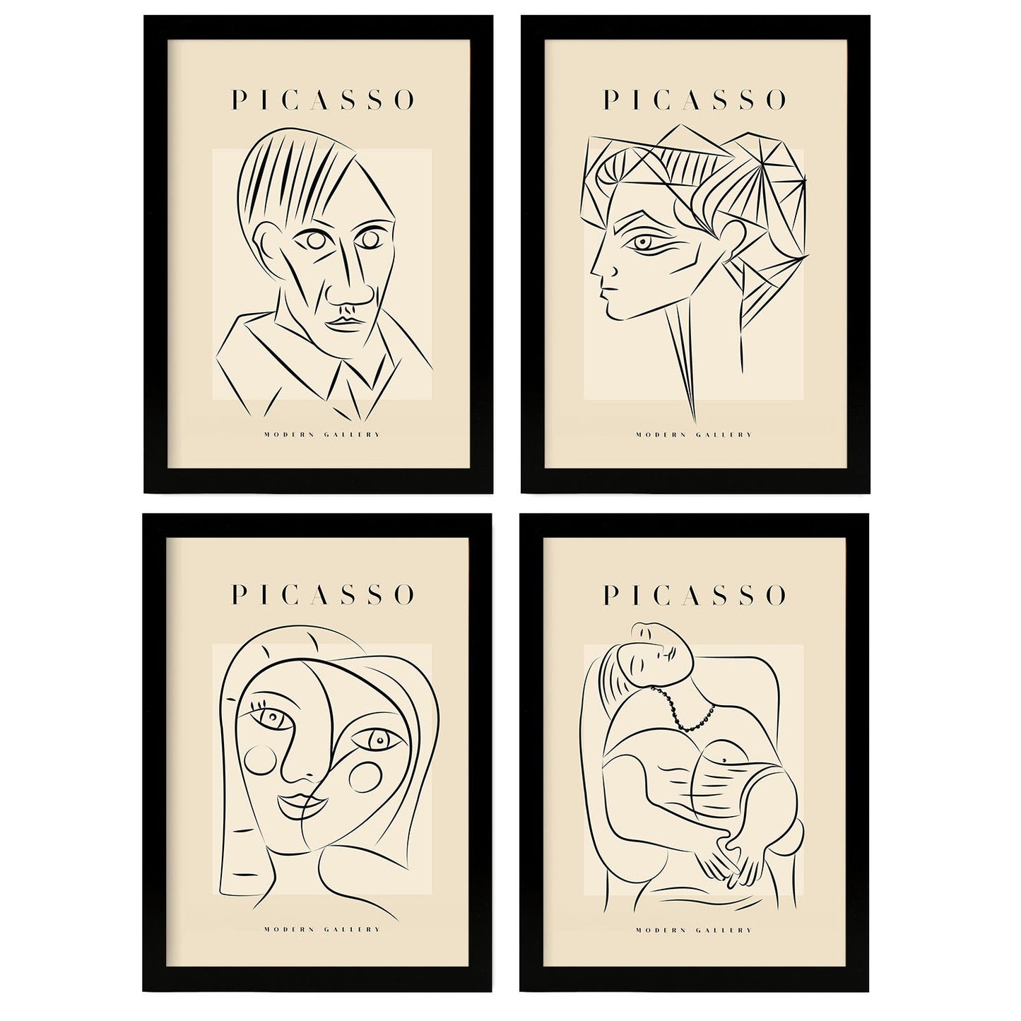 Nacnic Set of 4 Picasso Collection of Line Portrait.-Artwork-Nacnic-Nacnic Estudio SL