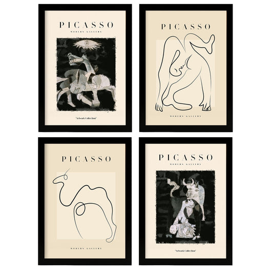 Nacnic Set of 4 Picasso Collection of Noir Sadness.-Artwork-Nacnic-Nacnic Estudio SL