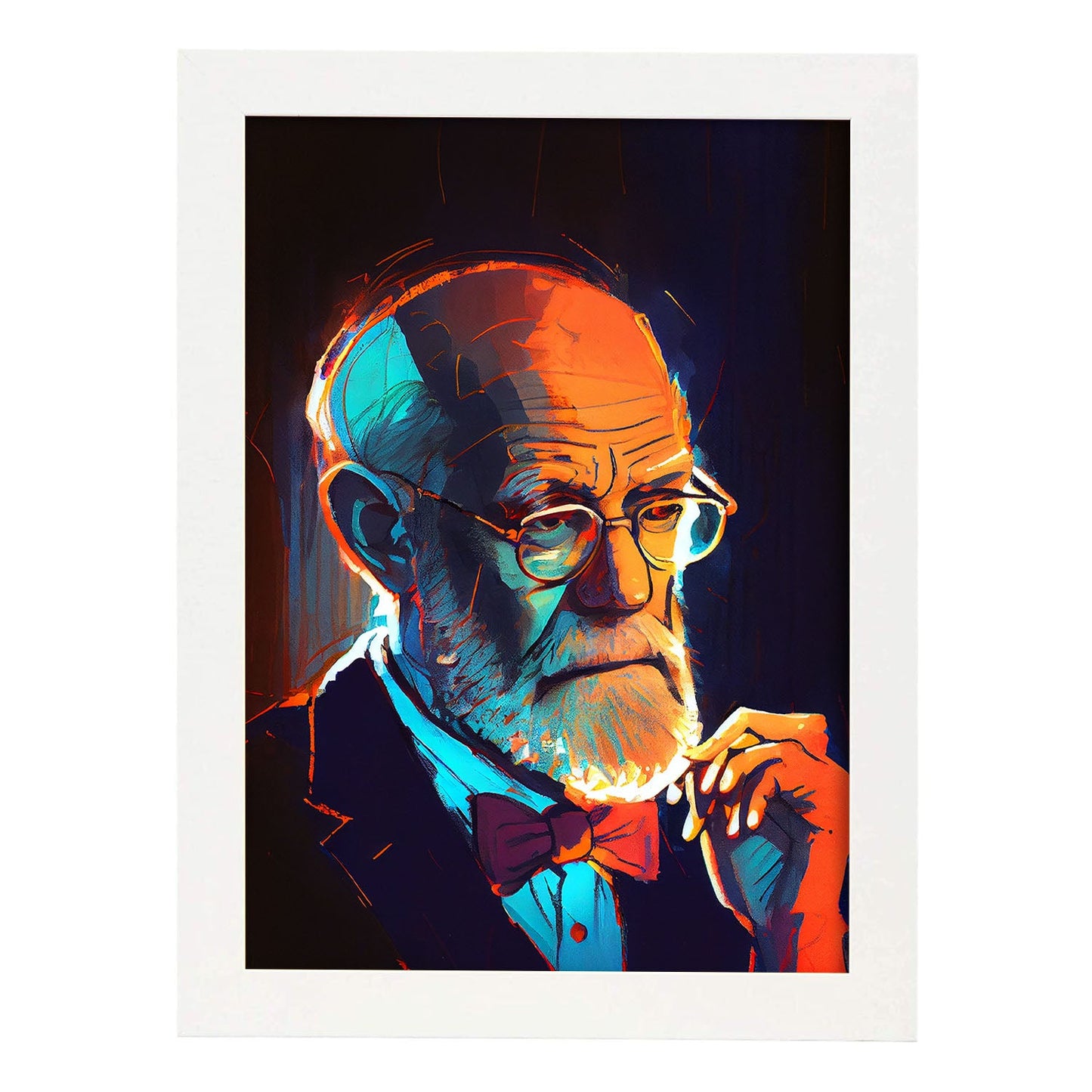 Nacnic Sigmund Freud preguntándose sobre el feminismo Pixar Style d. Estampados de arte de pared estético para el diseño de dormitorio o sala de estar.-Artwork-Nacnic-A4-Marco Blanco-Nacnic Estudio SL