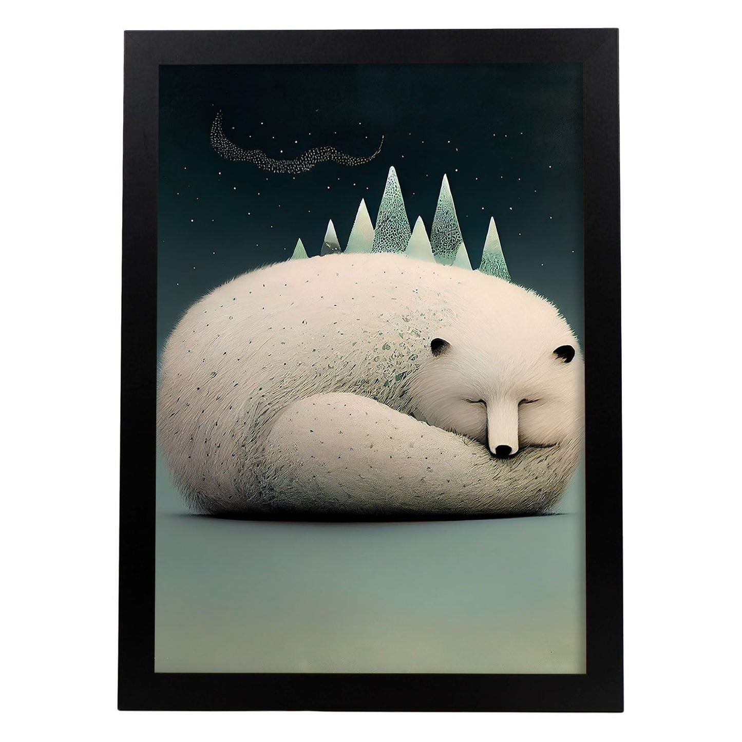Nacnic Sleeping Fluffy Arctic Fox Precisionism. Estampados de arte de pared estético para el diseño de dormitorio o sala de estar.-Artwork-Nacnic-A4-Sin marco-Nacnic Estudio SL