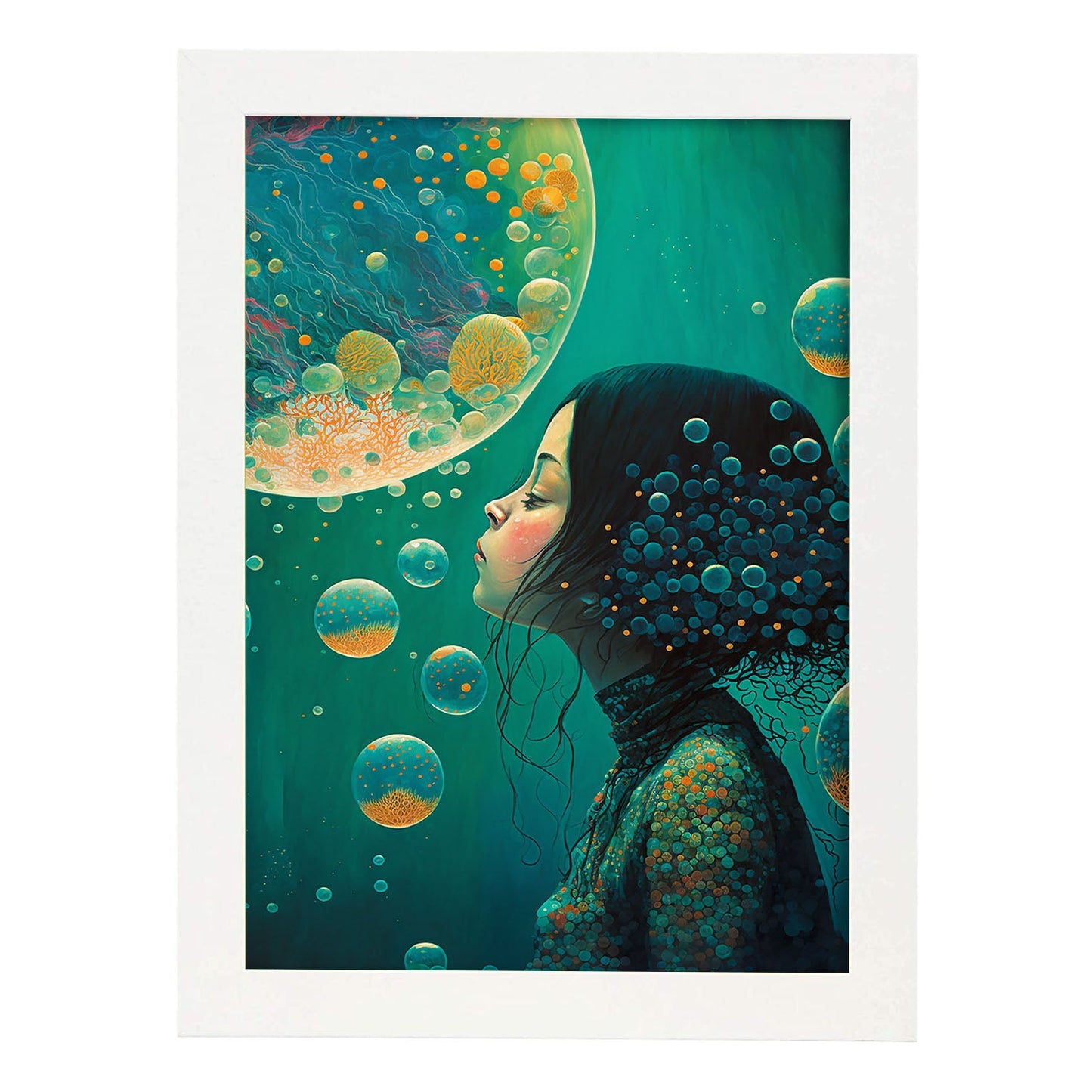 Nacnic submarino supranaturalista Cinemático Caprichado LIF 2. estampados de arte estético de pared para el diseño de dormitorio o sala de estar.-Artwork-Nacnic-A4-Marco Blanco-Nacnic Estudio SL