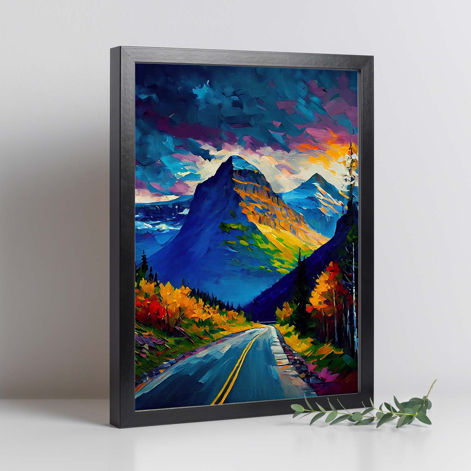 Nacnic Sun Road Montana USA Pintura al óleo 3. estampados de arte de pared estético para el diseño de dormitorio o sala de estar.-Artwork-Nacnic-Nacnic Estudio SL