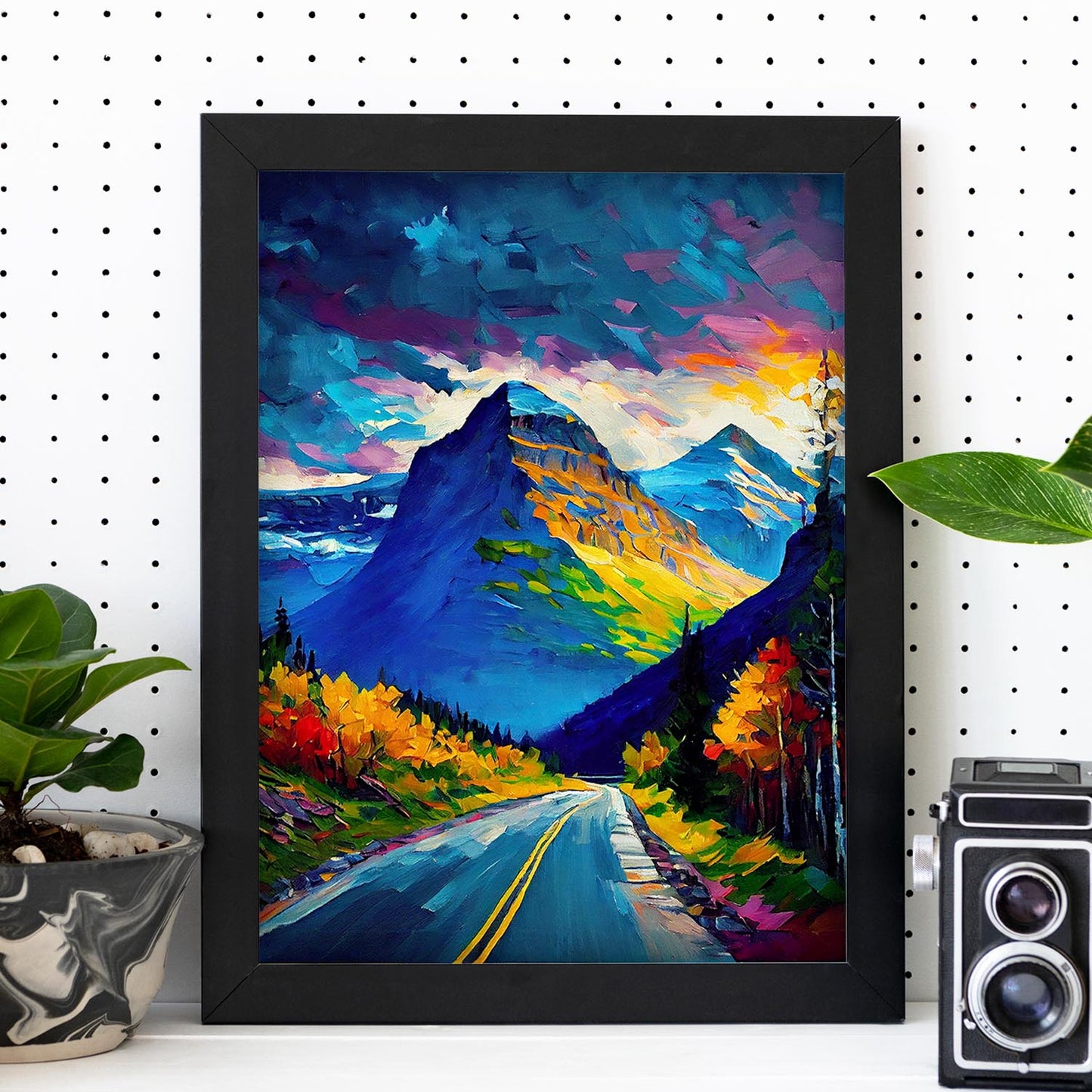 Nacnic Sun Road Montana USA Pintura al óleo 3. estampados de arte de pared estético para el diseño de dormitorio o sala de estar.-Artwork-Nacnic-Nacnic Estudio SL