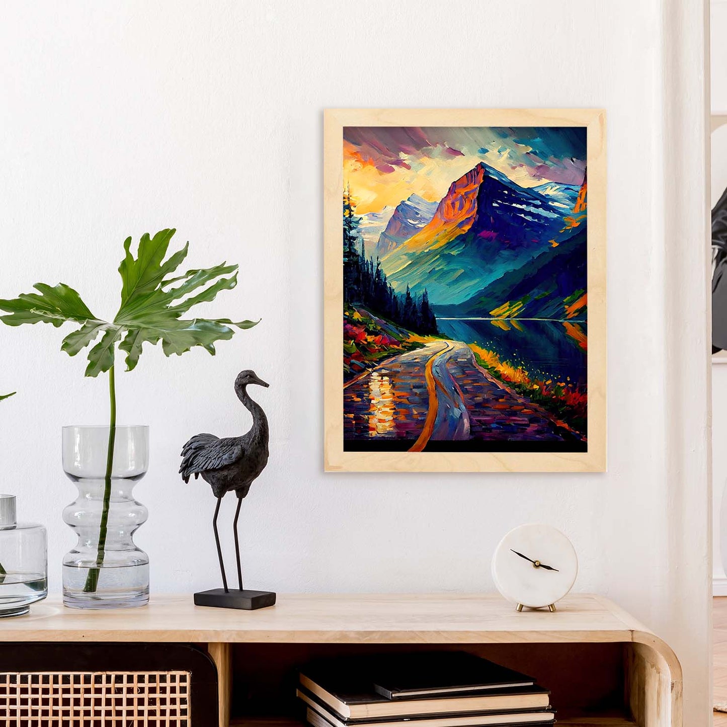 Nacnic Sun Road Montana USA Pintura al óleo de pincel 1. estampados de arte de pared estético para el diseño de dormitorio o sala de estar.-Artwork-Nacnic-Nacnic Estudio SL