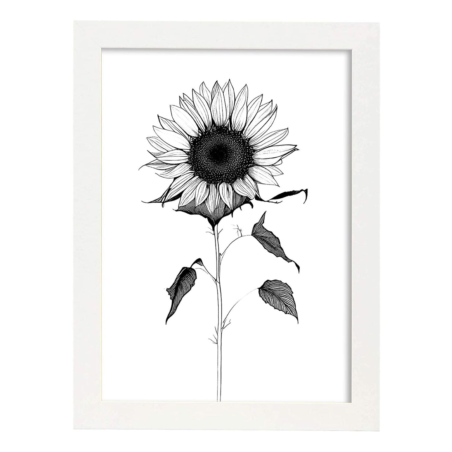 Lámina Nacnic de Girasol en Arte Lineal Minimalista