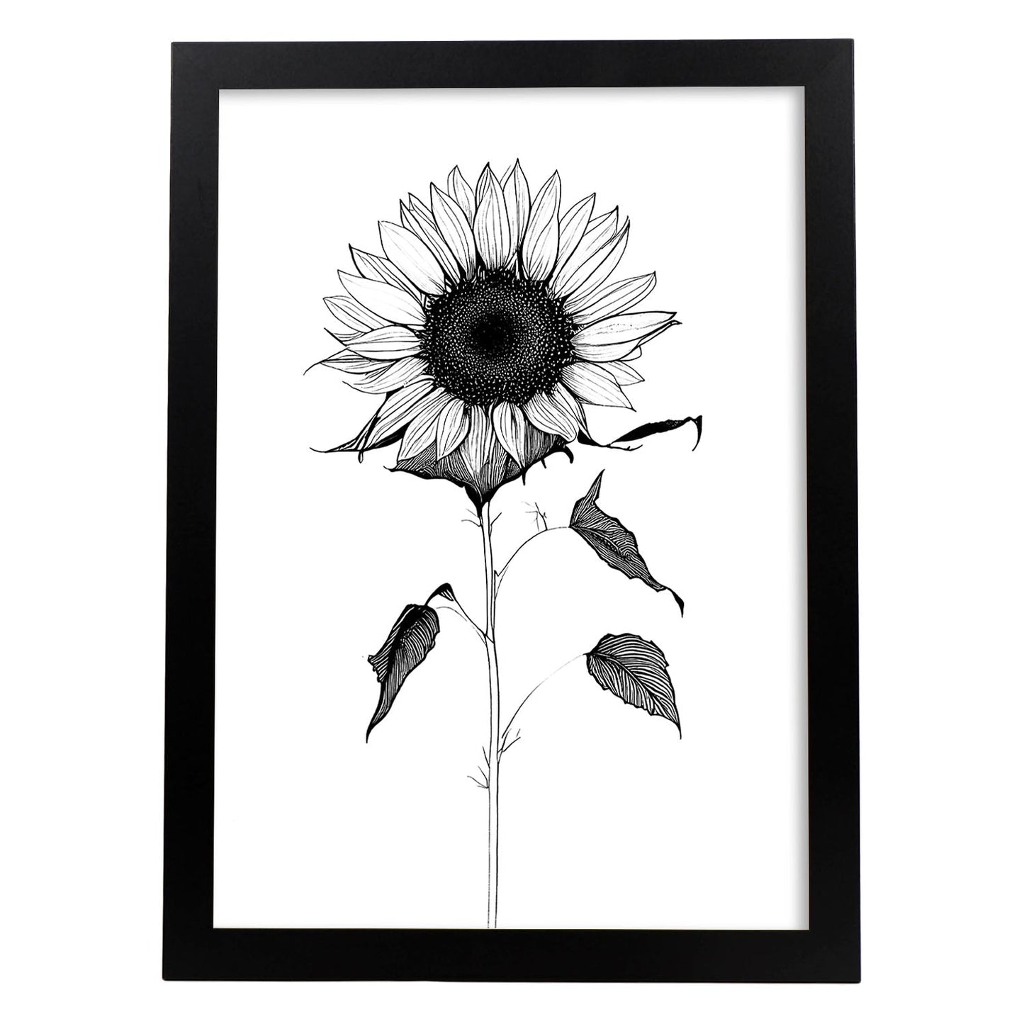 Lámina Nacnic de Girasol en Arte Lineal Minimalista
