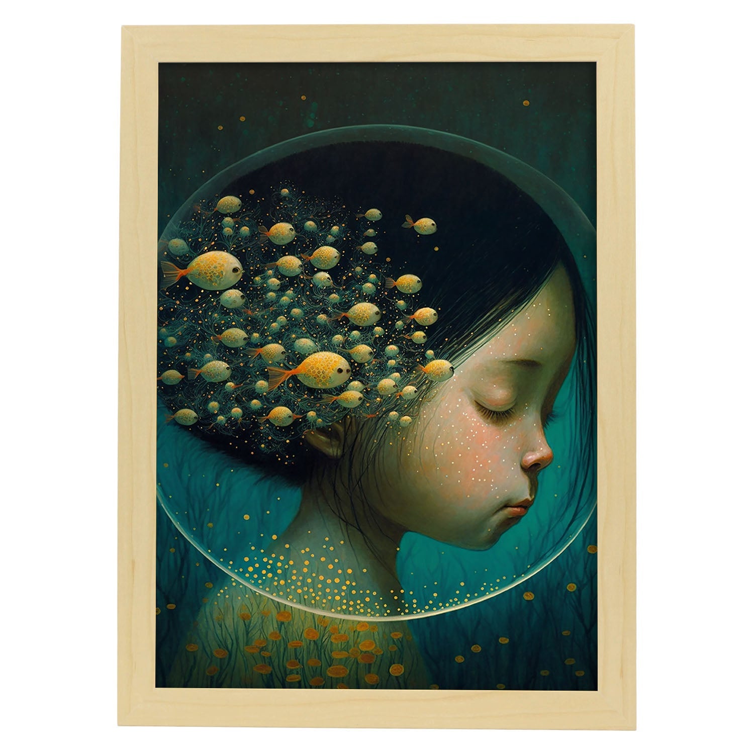 Nacnic supranaturalista cinemato caprichoso hemágico en 2. estampados de arte estético de pared para el diseño de dormitorio o sala de estar.-Artwork-Nacnic-A4-Marco Madera clara-Nacnic Estudio SL