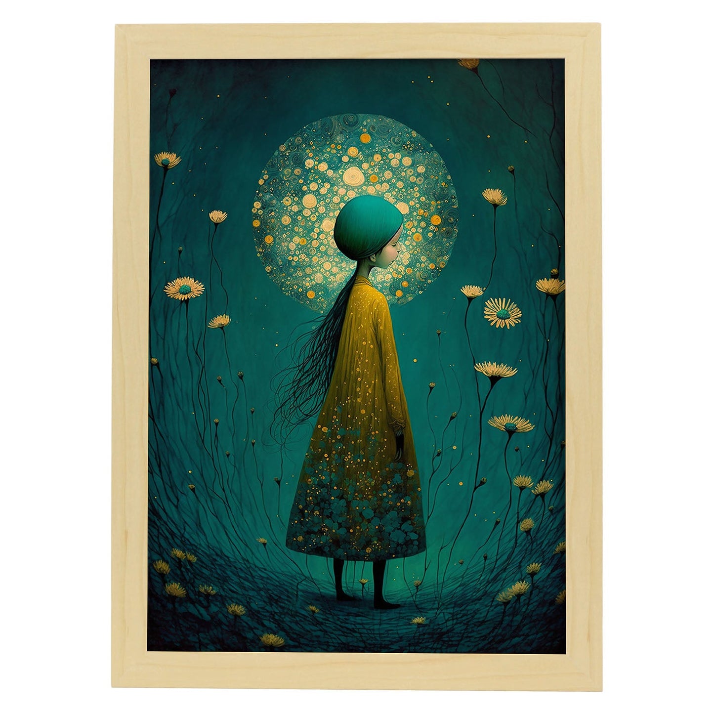 Nacnic supranaturalista cinemato vitalicismo en 1. estampados de arte estético de pared para el diseño de dormitorio o sala de estar.-Artwork-Nacnic-A4-Marco Madera clara-Nacnic Estudio SL