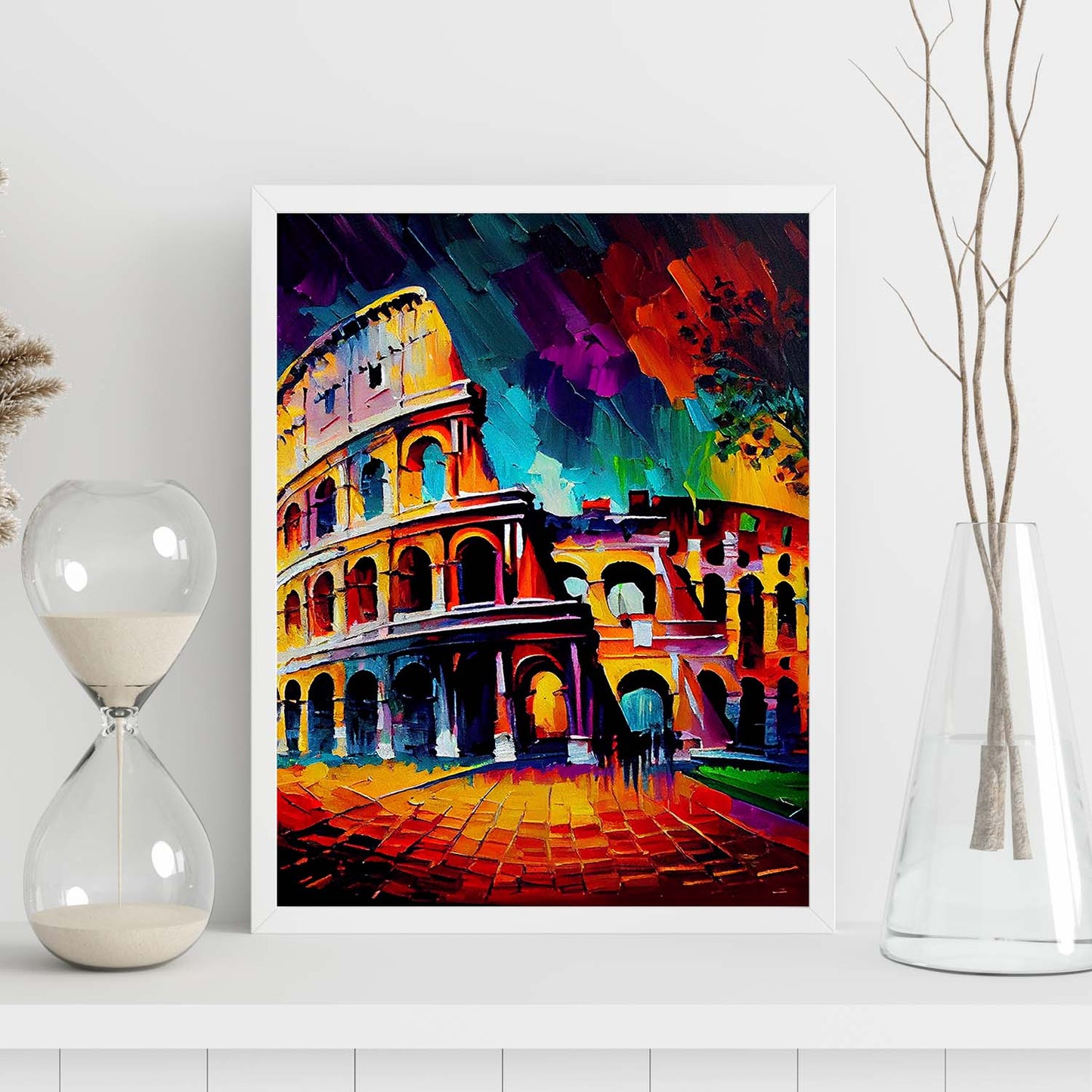 Nacnic The Colosseum Roma Italia Cepillo de pintura al óleo. Estampados de arte de pared estético para el diseño de dormitorio o sala de estar.-Artwork-Nacnic-Nacnic Estudio SL