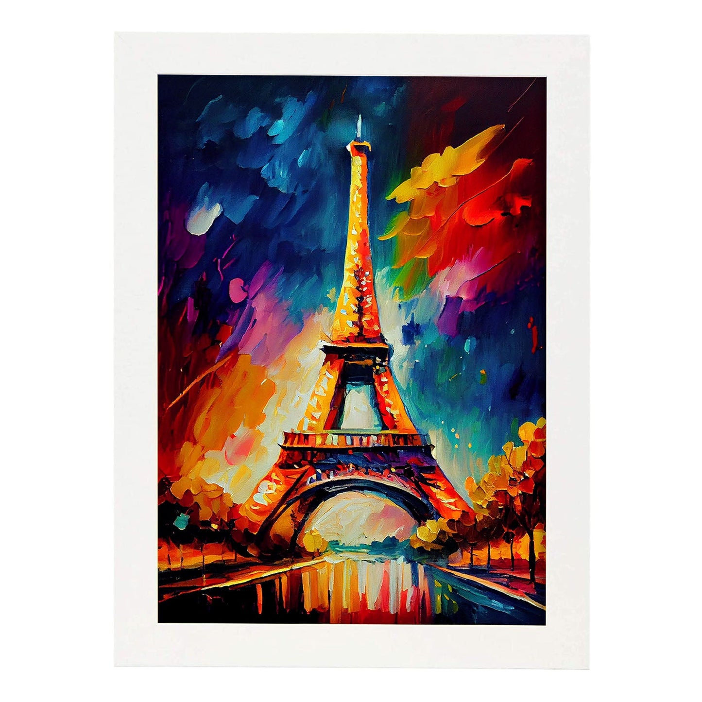 Nacnic the Eiffel Tower Paris Francia Pintura al óleo Str. Estampados de arte de pared estético para el diseño de dormitorio o sala de estar.-Artwork-Nacnic-A4-Marco Blanco-Nacnic Estudio SL