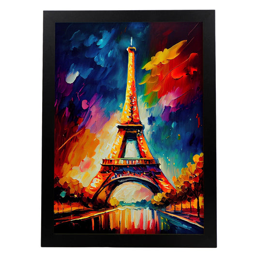 Nacnic the Eiffel Tower Paris Francia Pintura al óleo Str. Estampados de arte de pared estético para el diseño de dormitorio o sala de estar.-Artwork-Nacnic-A4-Sin marco-Nacnic Estudio SL