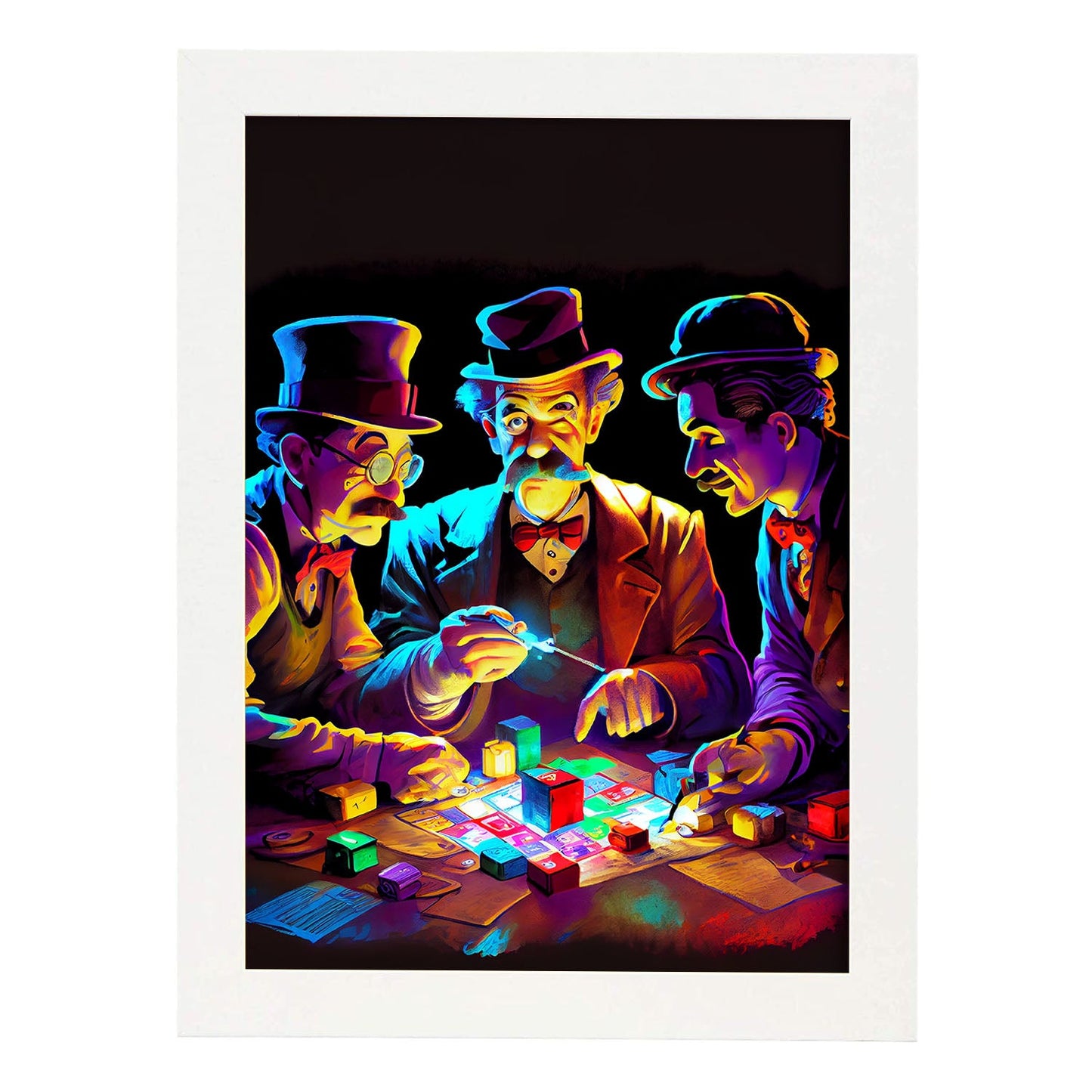 Nacnic The Marx Brothers interpretando a Monopoly Pixar Style Dynam. Estampados de arte de pared estético para el diseño de dormitorio o sala de estar.-Artwork-Nacnic-A4-Marco Blanco-Nacnic Estudio SL