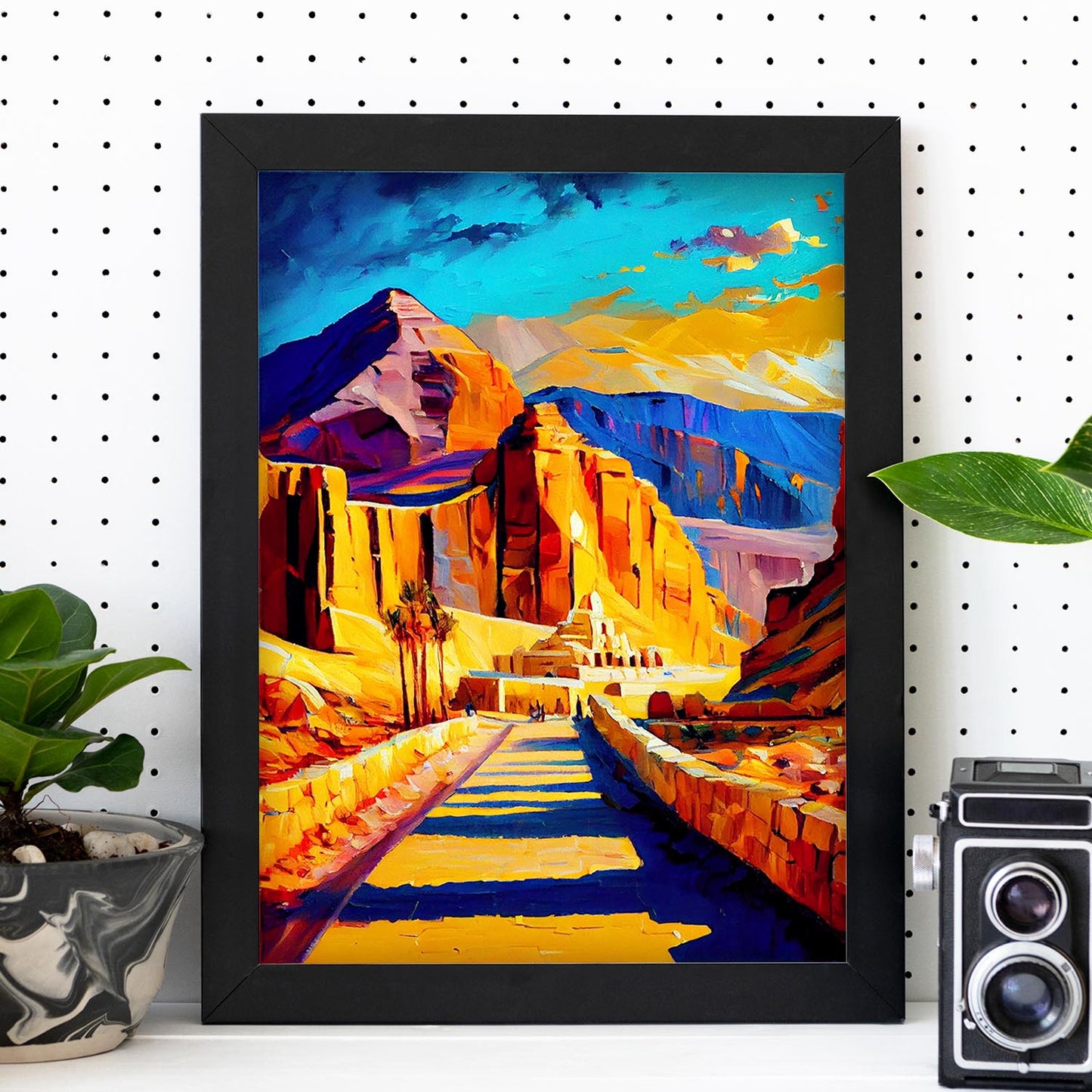 Nacnic The Valley of Kings Luxor Egipto Pintura al óleo de pincel s. Estampados de arte de pared estético para el diseño de dormitorio o sala de estar.-Artwork-Nacnic-Nacnic Estudio SL