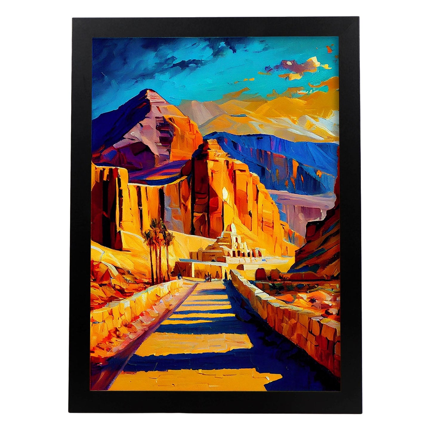 Nacnic The Valley of Kings Luxor Egipto Pintura al óleo de pincel s. Estampados de arte de pared estético para el diseño de dormitorio o sala de estar.-Artwork-Nacnic-A4-Sin marco-Nacnic Estudio SL