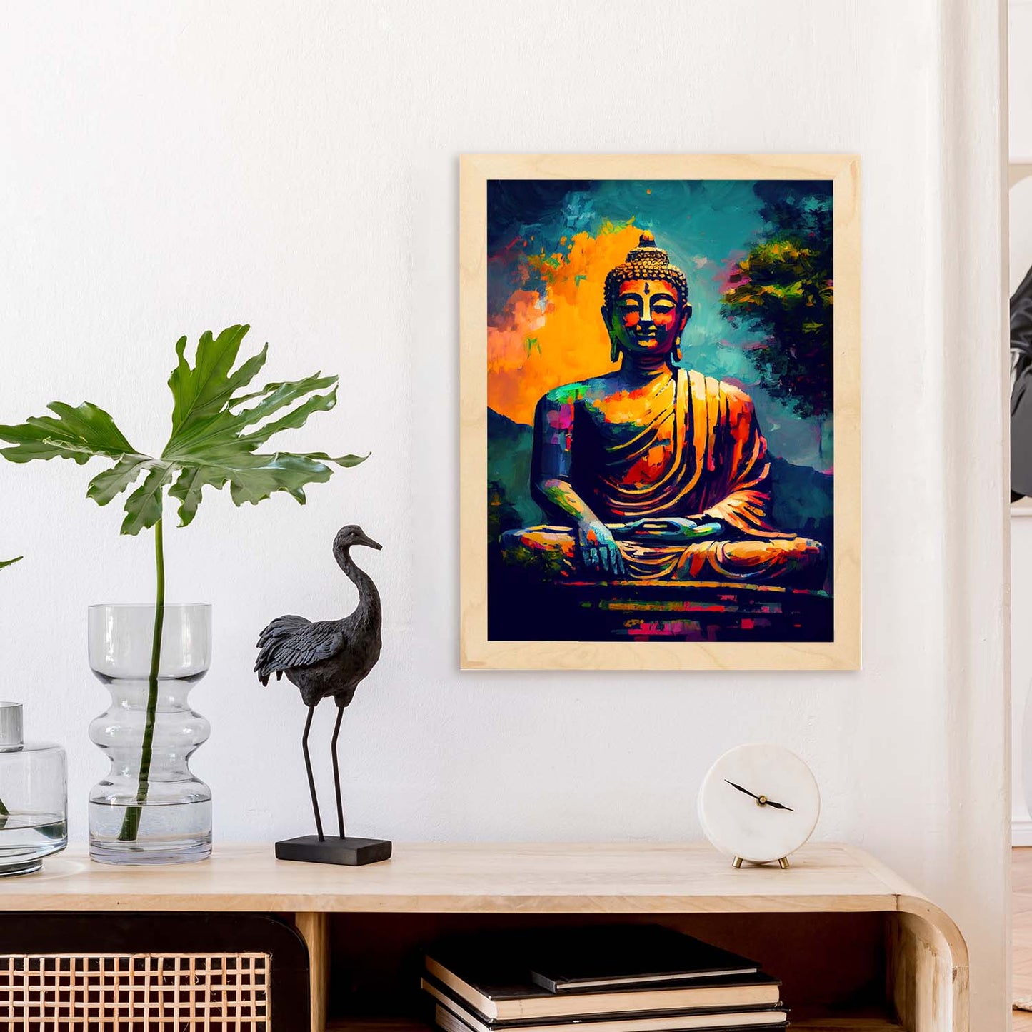 Nacnic Tian Tan Buddha Lantau Island Hong Kong Pintura al óleo. Estampados de arte de pared estético para el diseño de dormitorio o sala de estar.-Artwork-Nacnic-Nacnic Estudio SL