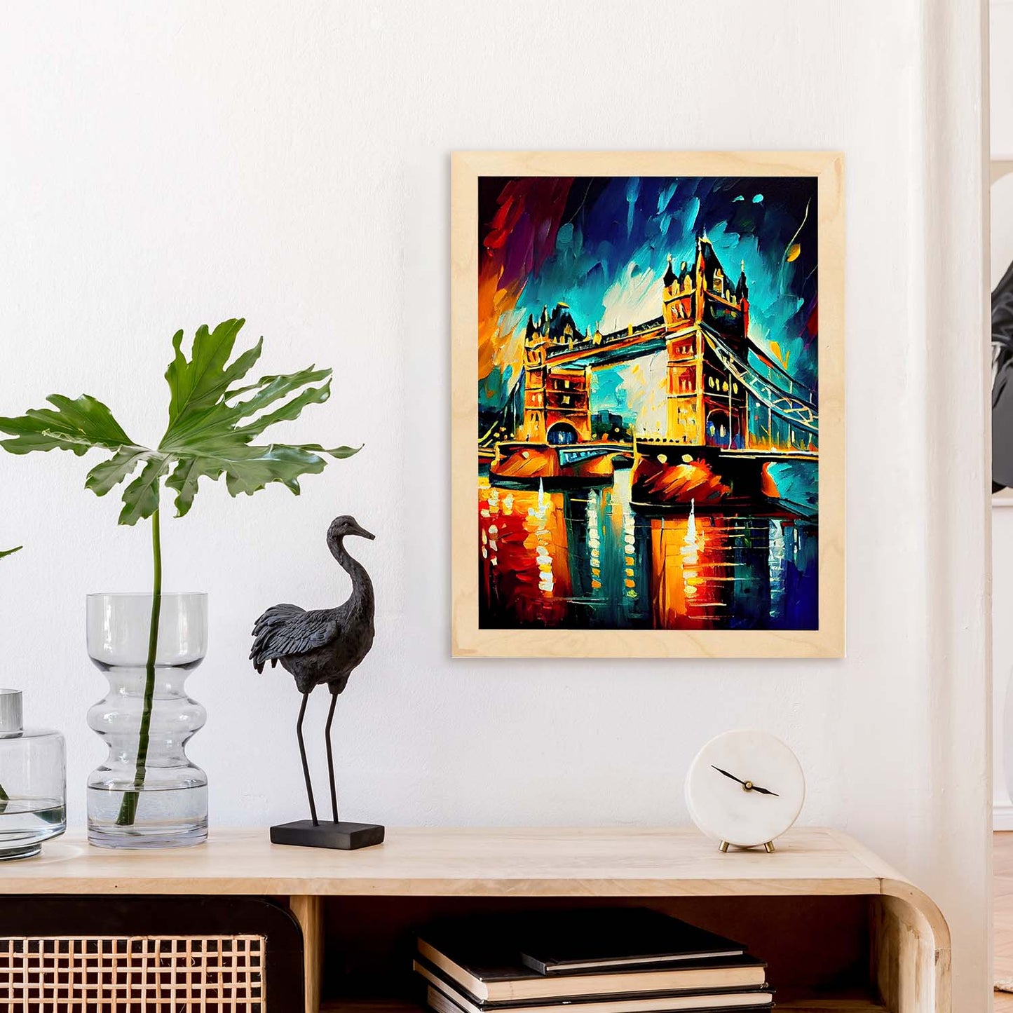 Nacnic Tower Bridge London Inglaterra Inglaterra pincel de pintura al óleo Strok. Estampados de arte de pared estético para el diseño de dormitorio o sala de estar.-Artwork-Nacnic-Nacnic Estudio SL