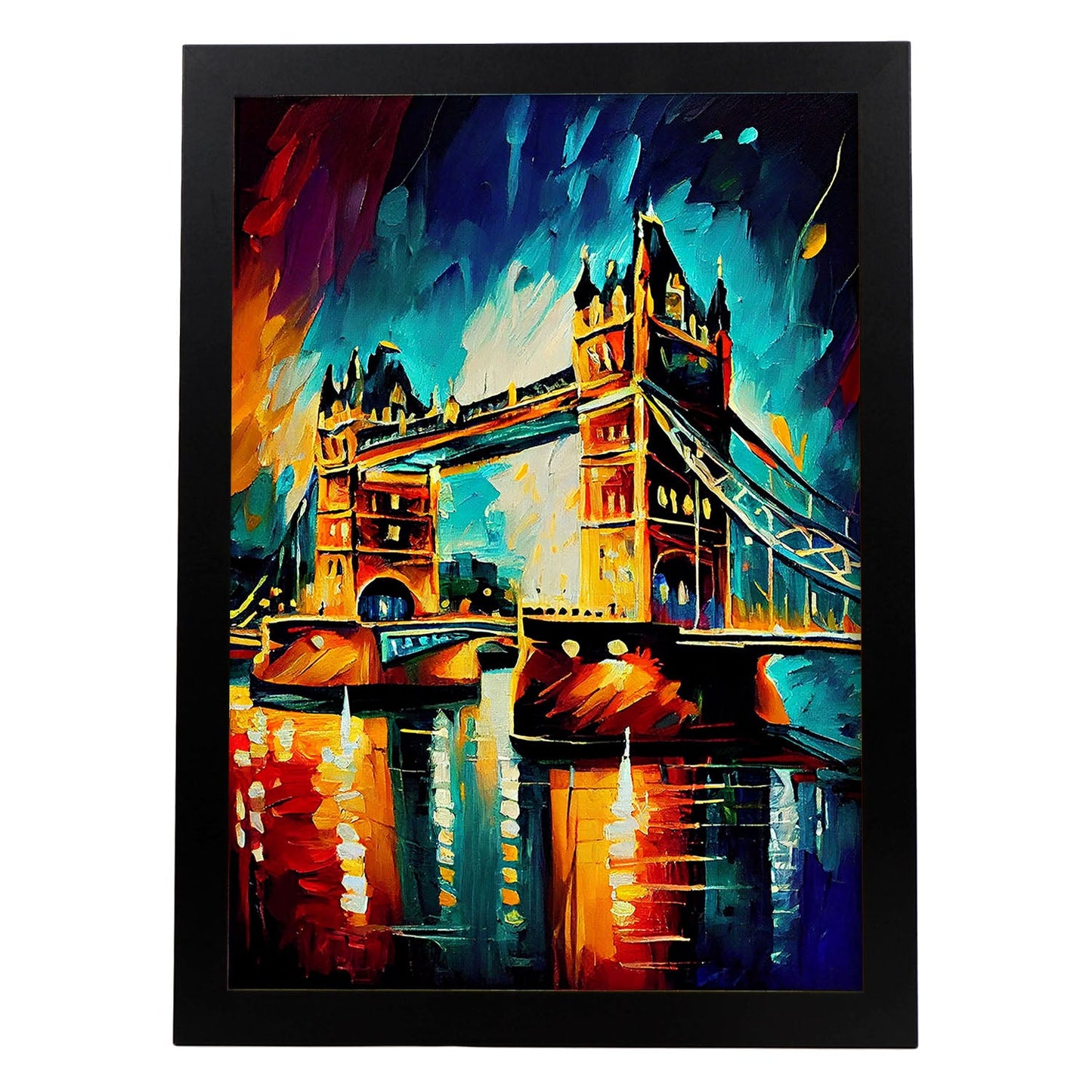 Nacnic Tower Bridge London Inglaterra Inglaterra pincel de pintura al óleo Strok. Estampados de arte de pared estético para el diseño de dormitorio o sala de estar.-Artwork-Nacnic-A4-Sin marco-Nacnic Estudio SL