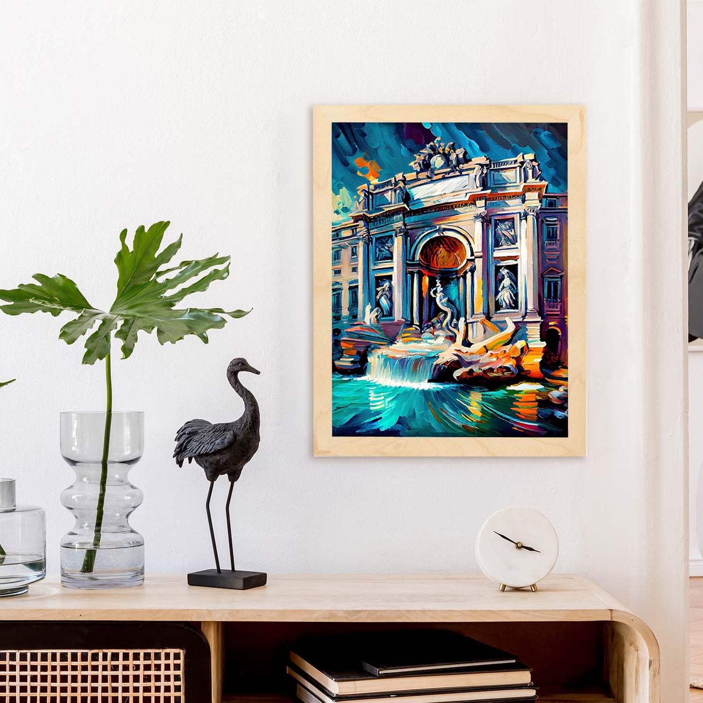 Nacnic Trevi Fountain Roma Italia Cepillo de pintura al óleo. Estampados de arte de pared estético para el diseño de dormitorio o sala de estar.-Artwork-Nacnic-Nacnic Estudio SL