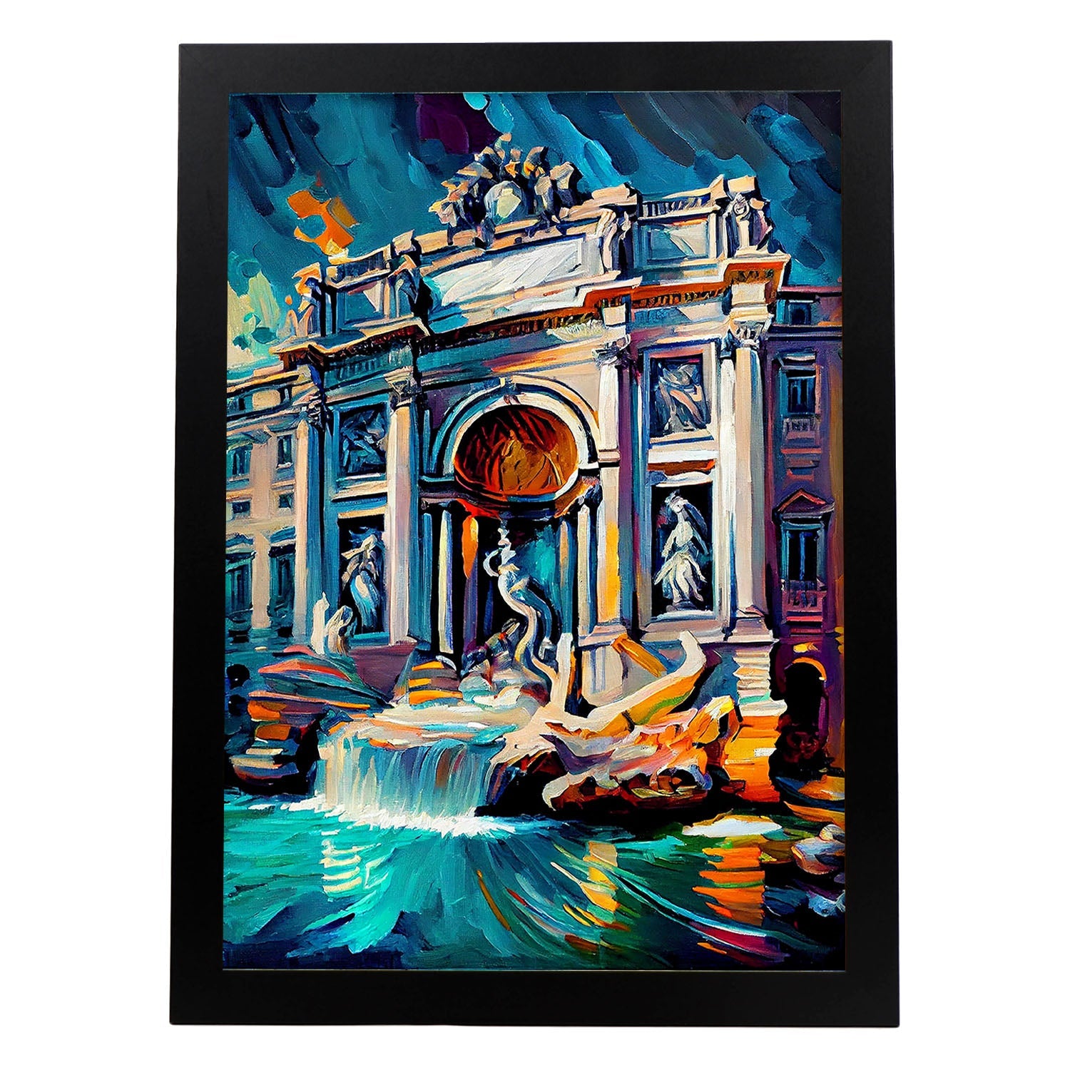 Nacnic Trevi Fountain Roma Italia Cepillo de pintura al óleo. Estampados de arte de pared estético para el diseño de dormitorio o sala de estar.-Artwork-Nacnic-A4-Sin marco-Nacnic Estudio SL