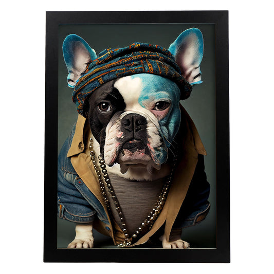 Nacnic un bulldog tipo perro vestido con ropa de ropa humana. Estampados de arte de pared estético para el diseño de dormitorio o sala de estar.-Artwork-Nacnic-A4-Sin marco-Nacnic Estudio SL