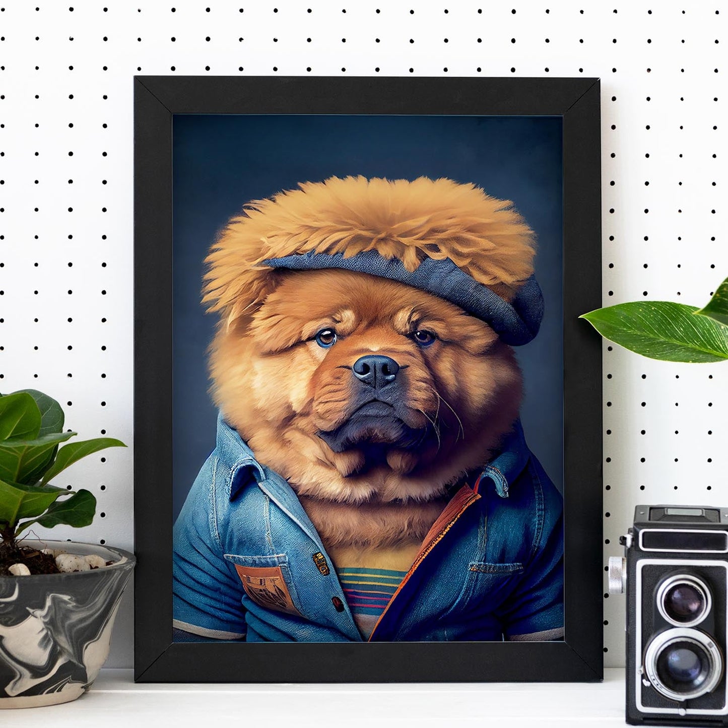 Nacnic, un chow tipo perro de perro vestido con ropa humana t. Estampados de arte de pared estético para el diseño de dormitorio o sala de estar.-Artwork-Nacnic-Nacnic Estudio SL
