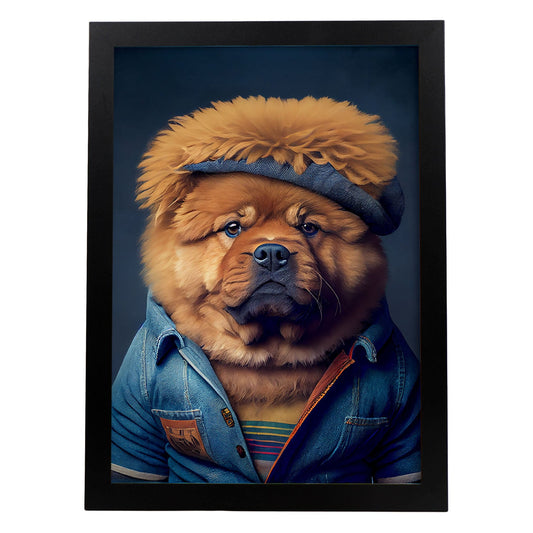 Nacnic, un chow tipo perro de perro vestido con ropa humana t. Estampados de arte de pared estético para el diseño de dormitorio o sala de estar.-Artwork-Nacnic-A4-Sin marco-Nacnic Estudio SL