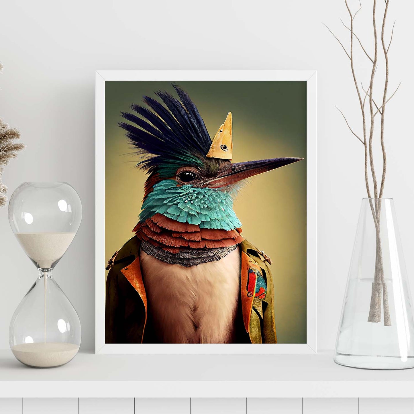 Nacnic un colibrí vestido con ropa humana pequeña SM. Estampados de arte de pared estético para el diseño de dormitorio o sala de estar.-Artwork-Nacnic-Nacnic Estudio SL