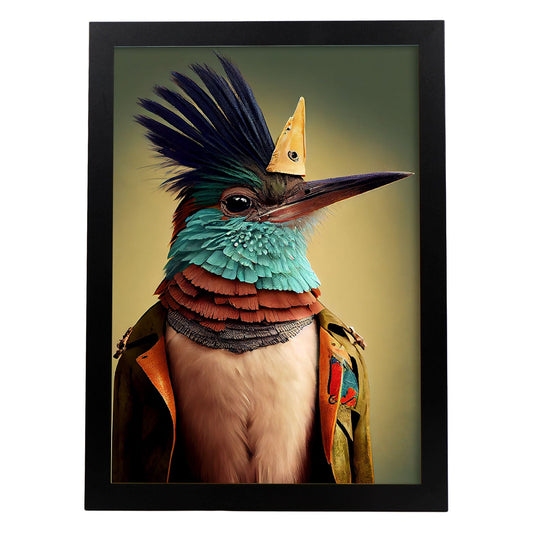 Nacnic un colibrí vestido con ropa humana pequeña SM. Estampados de arte de pared estético para el diseño de dormitorio o sala de estar.-Artwork-Nacnic-A4-Sin marco-Nacnic Estudio SL