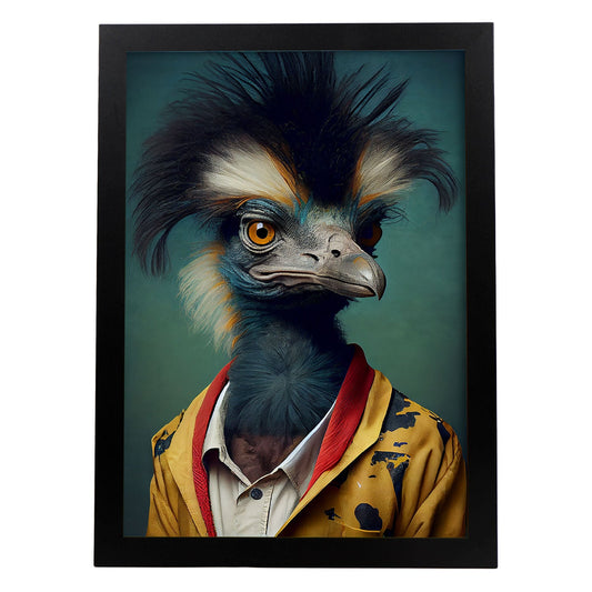 Nacnic Un emu vestido con ropa humana pequeña Smiljean. Estampados de arte de pared estético para el diseño de dormitorio o sala de estar.-Artwork-Nacnic-A3-Sin marco-Nacnic Estudio SL