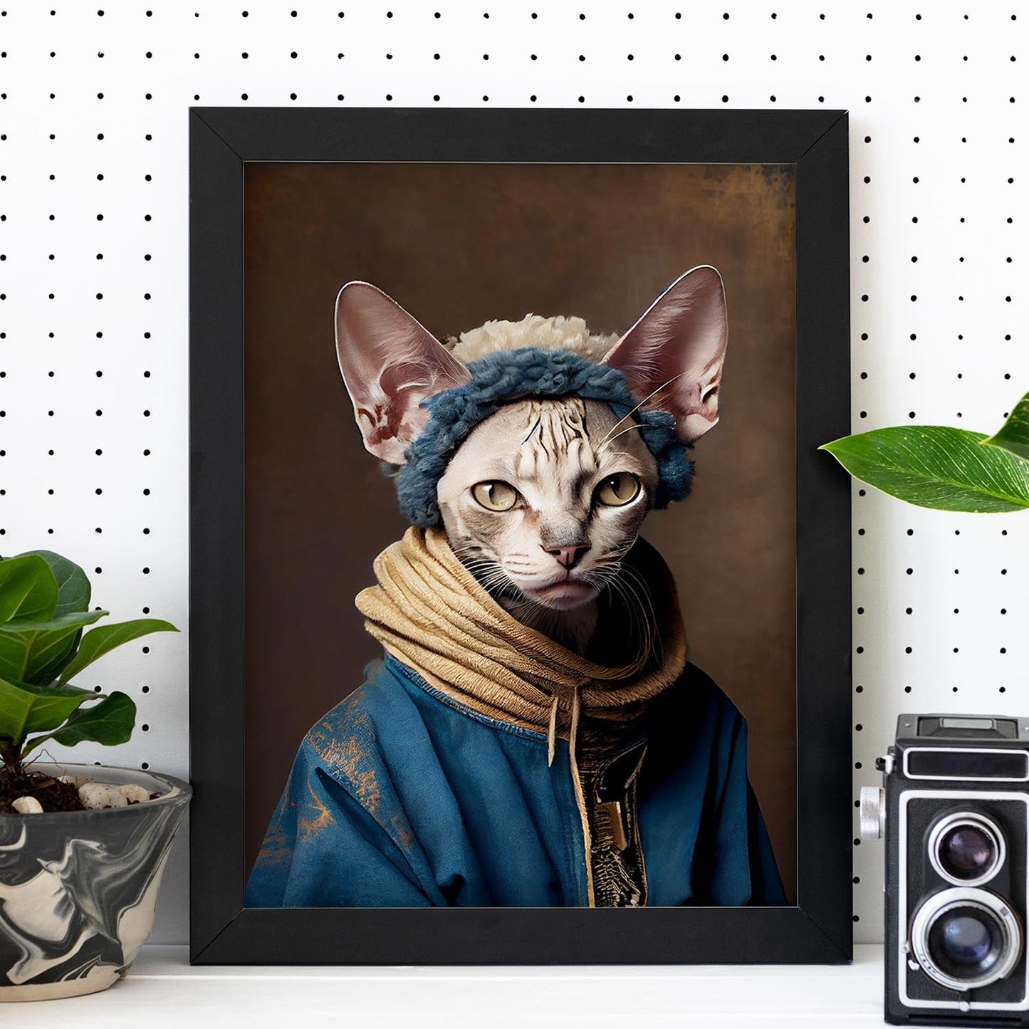 Nacnic un gato tipo cornish rex vestido con ropa humana. Estampados de arte de pared estético para el diseño de dormitorio o sala de estar.-Artwork-Nacnic-Nacnic Estudio SL