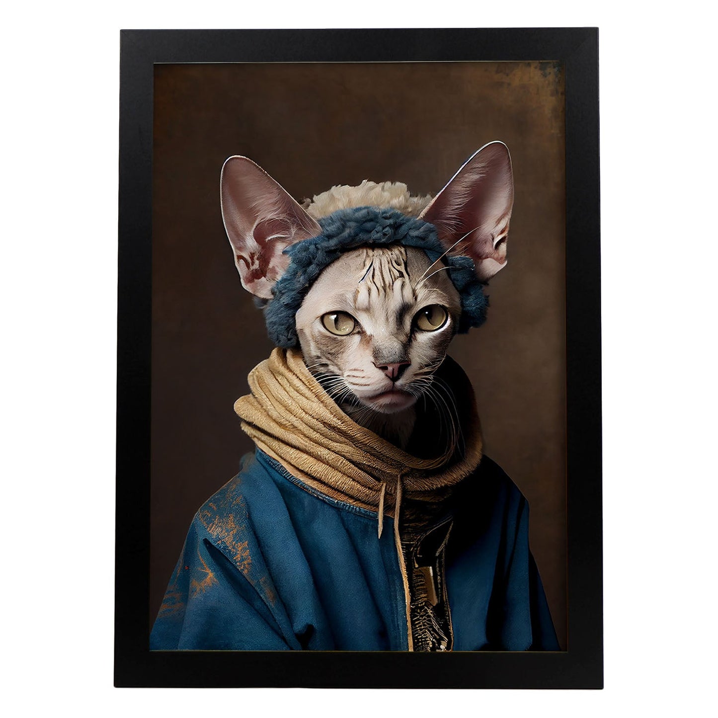 Nacnic un gato tipo cornish rex vestido con ropa humana. Estampados de arte de pared estético para el diseño de dormitorio o sala de estar.-Artwork-Nacnic-A4-Sin marco-Nacnic Estudio SL