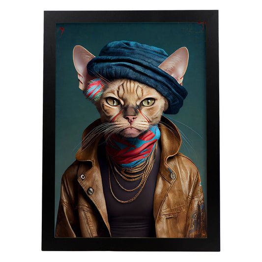 Nacnic Un gato tipo de haba marrón vestido con tela humana. Estampados de arte de pared estético para el diseño de dormitorio o sala de estar.-Artwork-Nacnic-A4-Sin marco-Nacnic Estudio SL