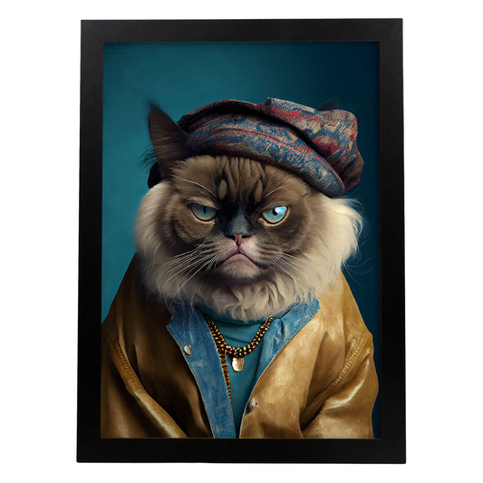 Nacnic un gato tipo himalaya vestido con ropa humana. Estampados de arte de pared estético para el diseño de dormitorio o sala de estar.-Artwork-Nacnic-A4-Sin marco-Nacnic Estudio SL