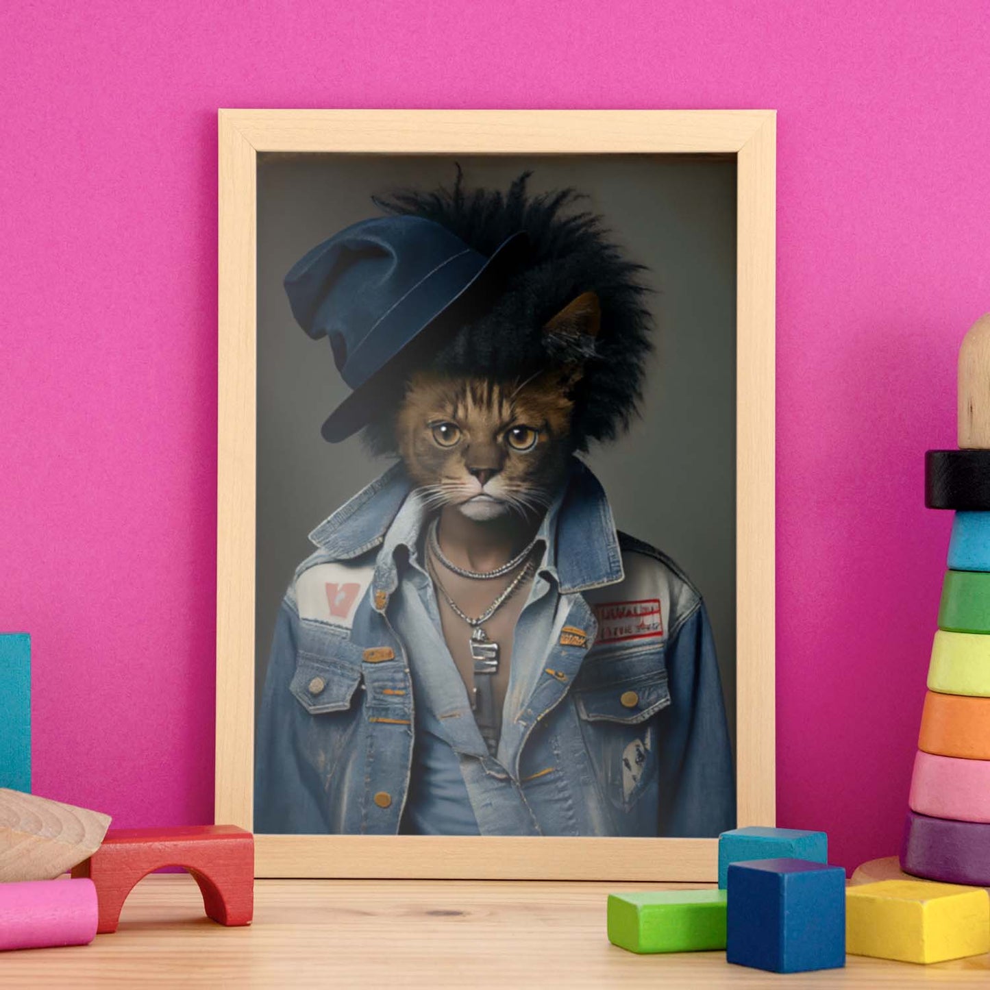 Nacnic Un gato tipo munchkin vestido con ropa humana ti. Estampados de arte de pared estético para el diseño de dormitorio o sala de estar.-Artwork-Nacnic-Nacnic Estudio SL
