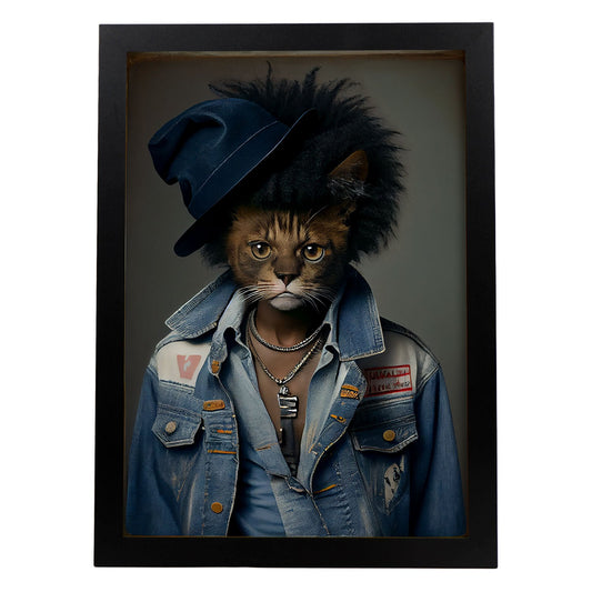 Nacnic Un gato tipo munchkin vestido con ropa humana ti. Estampados de arte de pared estético para el diseño de dormitorio o sala de estar.-Artwork-Nacnic-A4-Sin marco-Nacnic Estudio SL