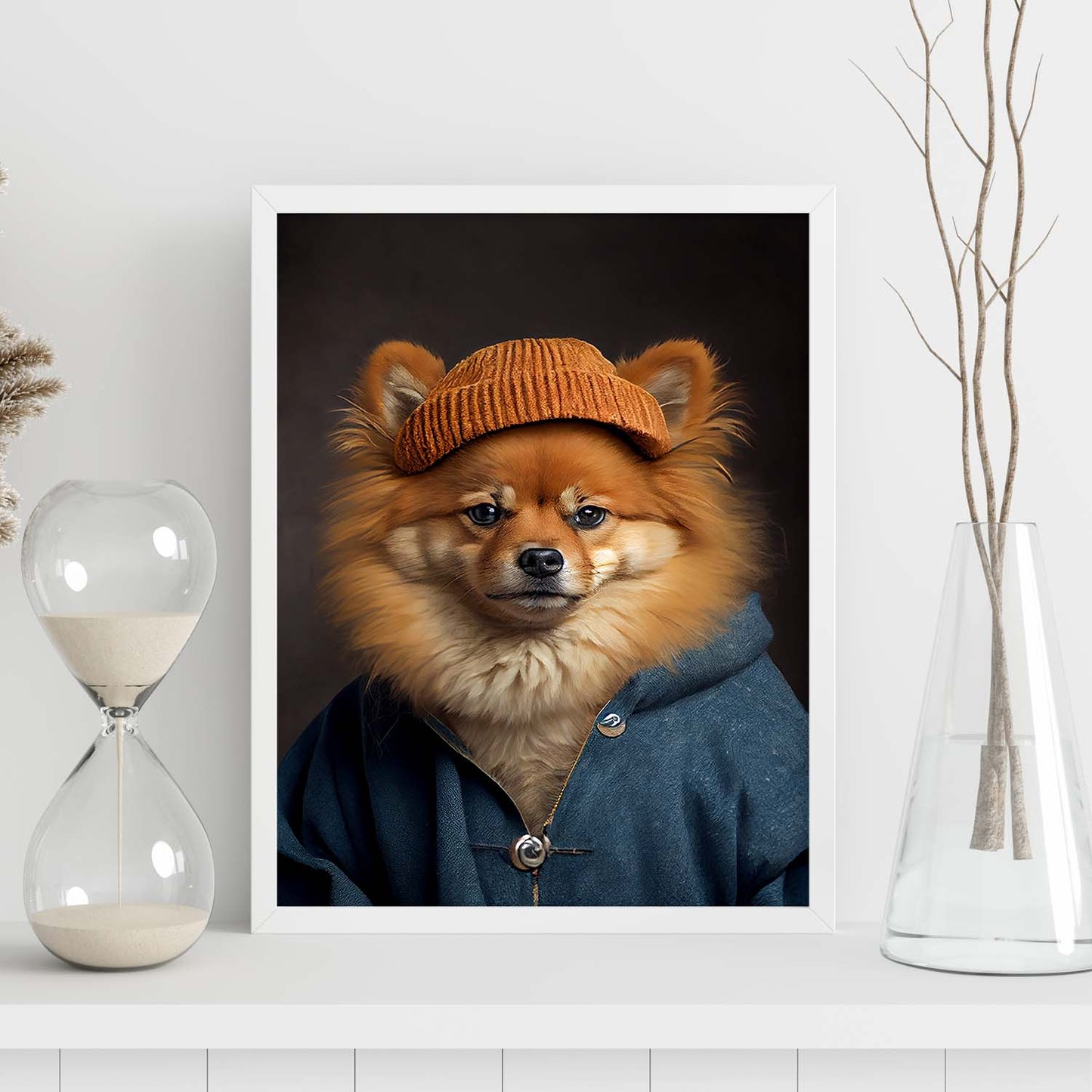 Nacnic Un gato tipo Spitz finlandés vestido con tela humana. Estampados de arte de pared estético para el diseño de dormitorio o sala de estar.-Artwork-Nacnic-Nacnic Estudio SL