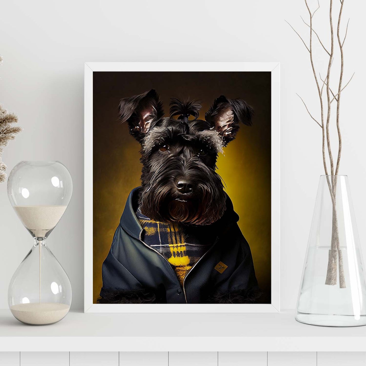 Nacnic, un gigante tipo perro Schnauzer, vestido con CLO humano. Estampados de arte de pared estético para el diseño de dormitorio o sala de estar.-Artwork-Nacnic-Nacnic Estudio SL