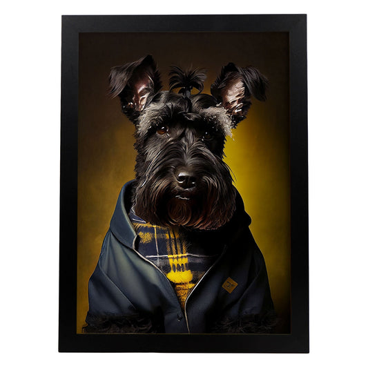 Nacnic, un gigante tipo perro Schnauzer, vestido con CLO humano. Estampados de arte de pared estético para el diseño de dormitorio o sala de estar.-Artwork-Nacnic-A4-Sin marco-Nacnic Estudio SL