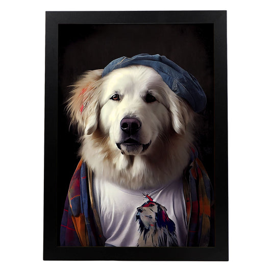 Nacnic, un gran perro, Gran Pirineos vestidos con coágulo humano. Estampados de arte de pared estético para el diseño de dormitorio o sala de estar.-Artwork-Nacnic-A4-Sin marco-Nacnic Estudio SL