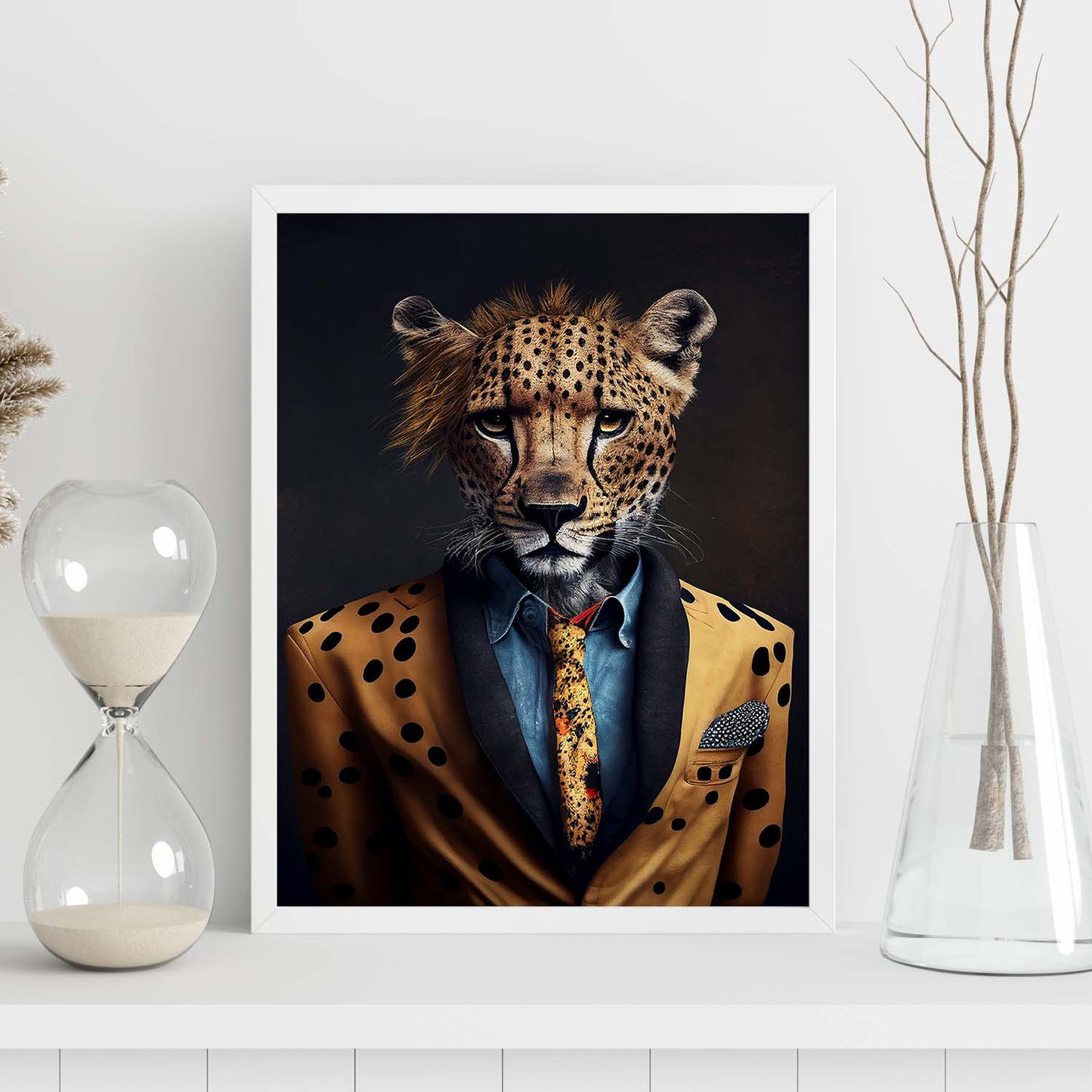 Nacnic Un guepardo vestido con ropa humana. Estampados de arte de pared estético para el diseño de dormitorio o sala de estar.-Artwork-Nacnic-Nacnic Estudio SL