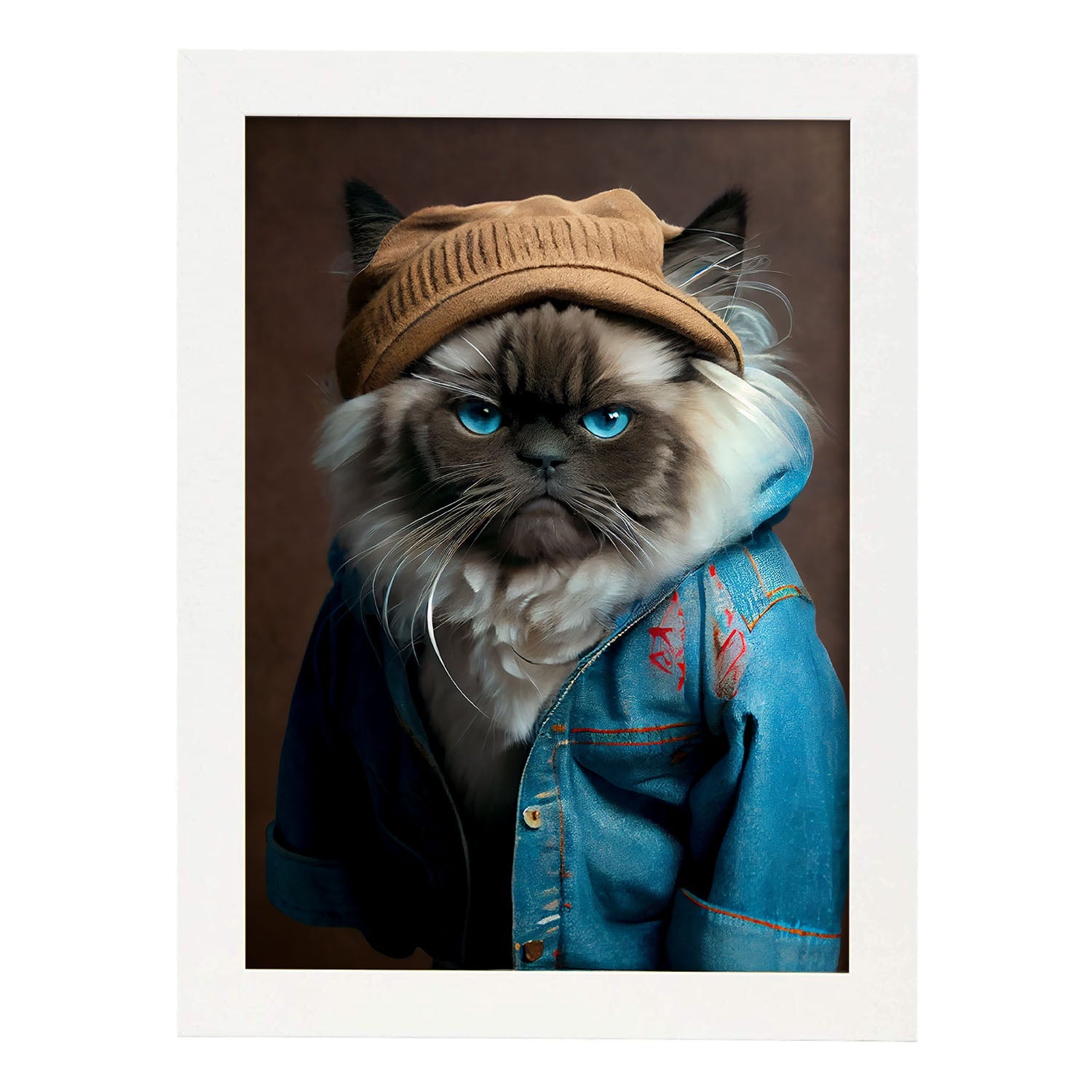 Nacnic un himalaya tipo gato vestido con ropa humana t. Estampados de arte de pared estético para el diseño de dormitorio o sala de estar.-Artwork-Nacnic-A4-Marco Blanco-Nacnic Estudio SL