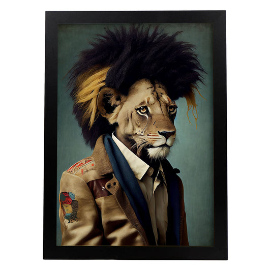 Nacnic Un león vestido con ropa humana pequeña Smiljean. Estampados de arte de pared estético para el diseño de dormitorio o sala de estar.-Artwork-Nacnic-A4-Sin marco-Nacnic Estudio SL