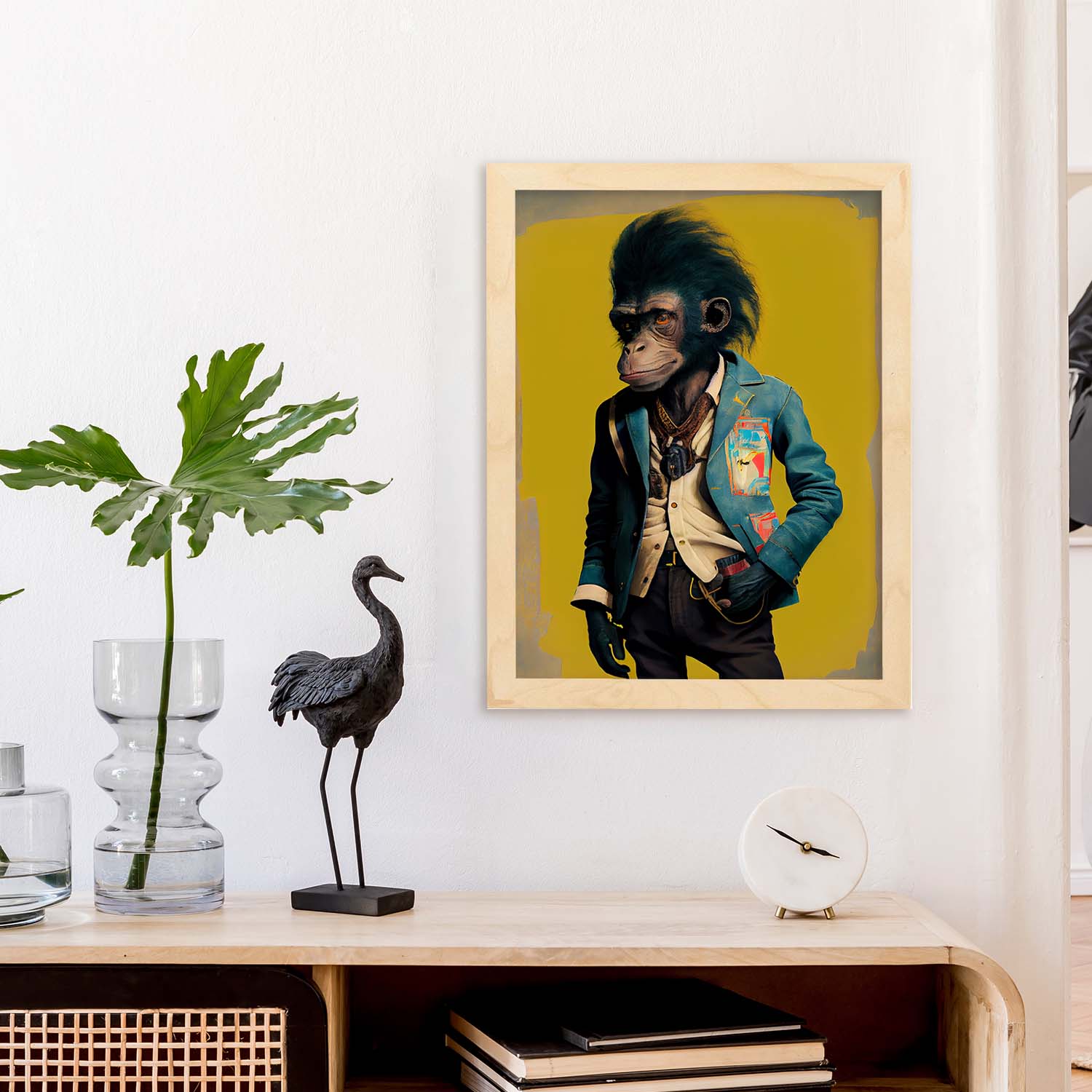 Nacnic Un mono vestido con ropa humana jean. Estampados de arte de pared estético para el diseño de dormitorio o sala de estar.-Artwork-Nacnic-Nacnic Estudio SL