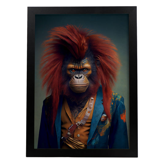 Nacnic un orangután vestido con ropa humana pequeña. Estampados de arte de pared estético para el diseño de dormitorio o sala de estar.-Artwork-Nacnic-A4-Sin marco-Nacnic Estudio SL
