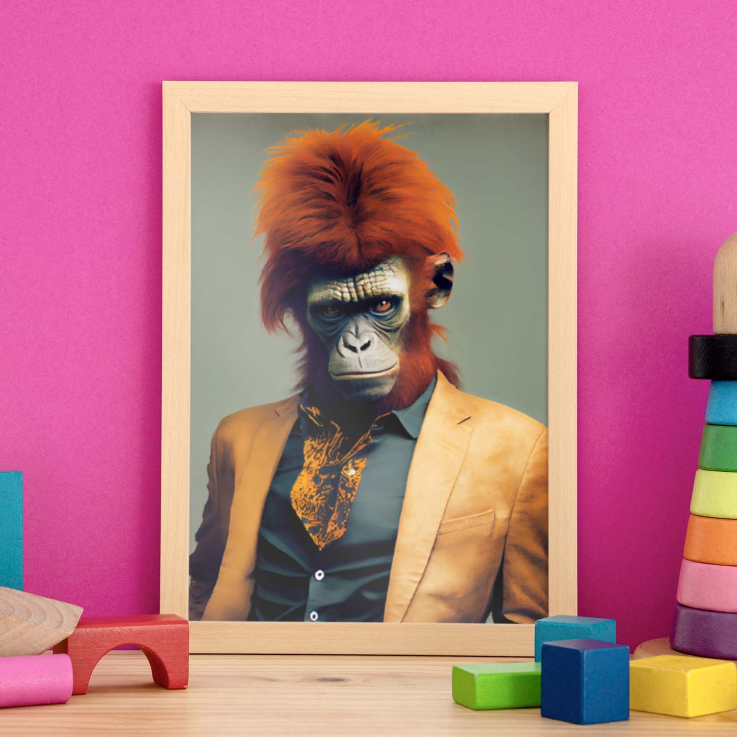 Nacnic un orangután vestido con ropa humana. Estampados de arte de pared estético para el diseño de dormitorio o sala de estar.-Artwork-Nacnic-Nacnic Estudio SL